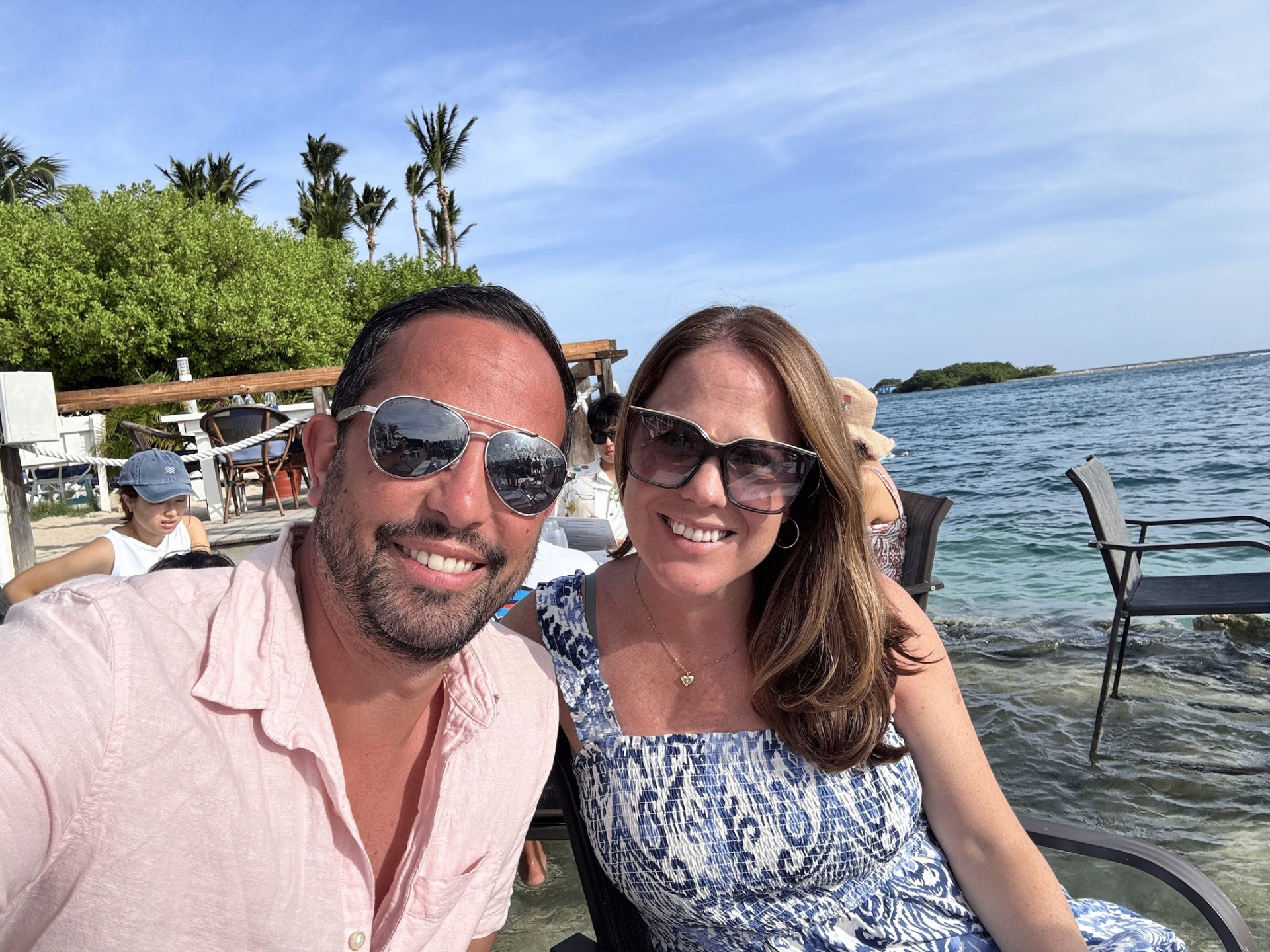 Mary and Michael on a beach in the Caribbean