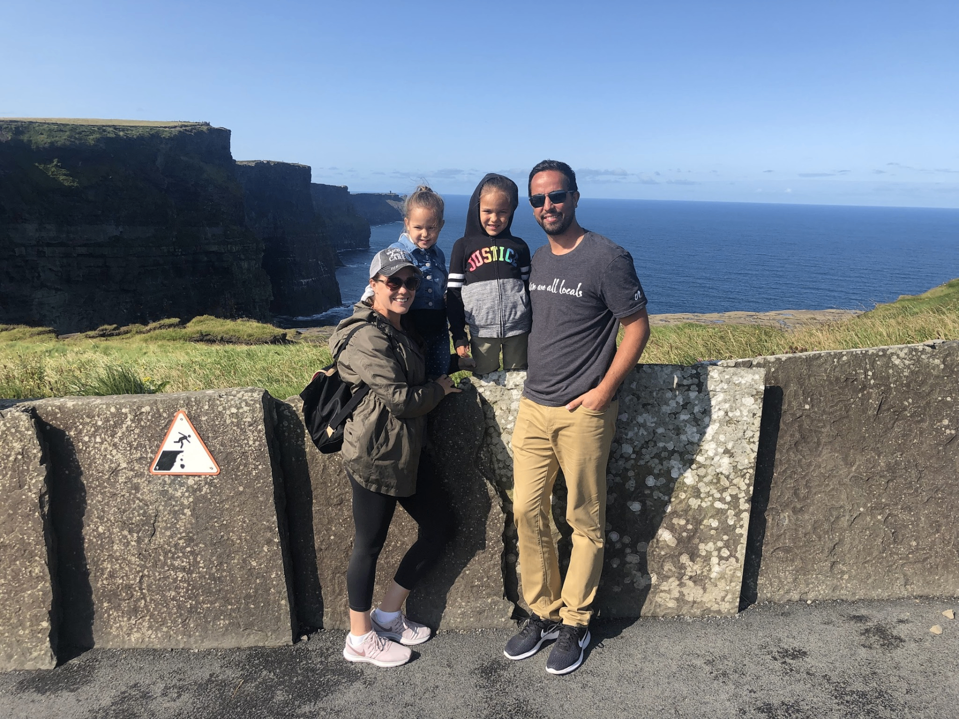 Mary and Michael's family at the Cliffs of Moher in Ireland